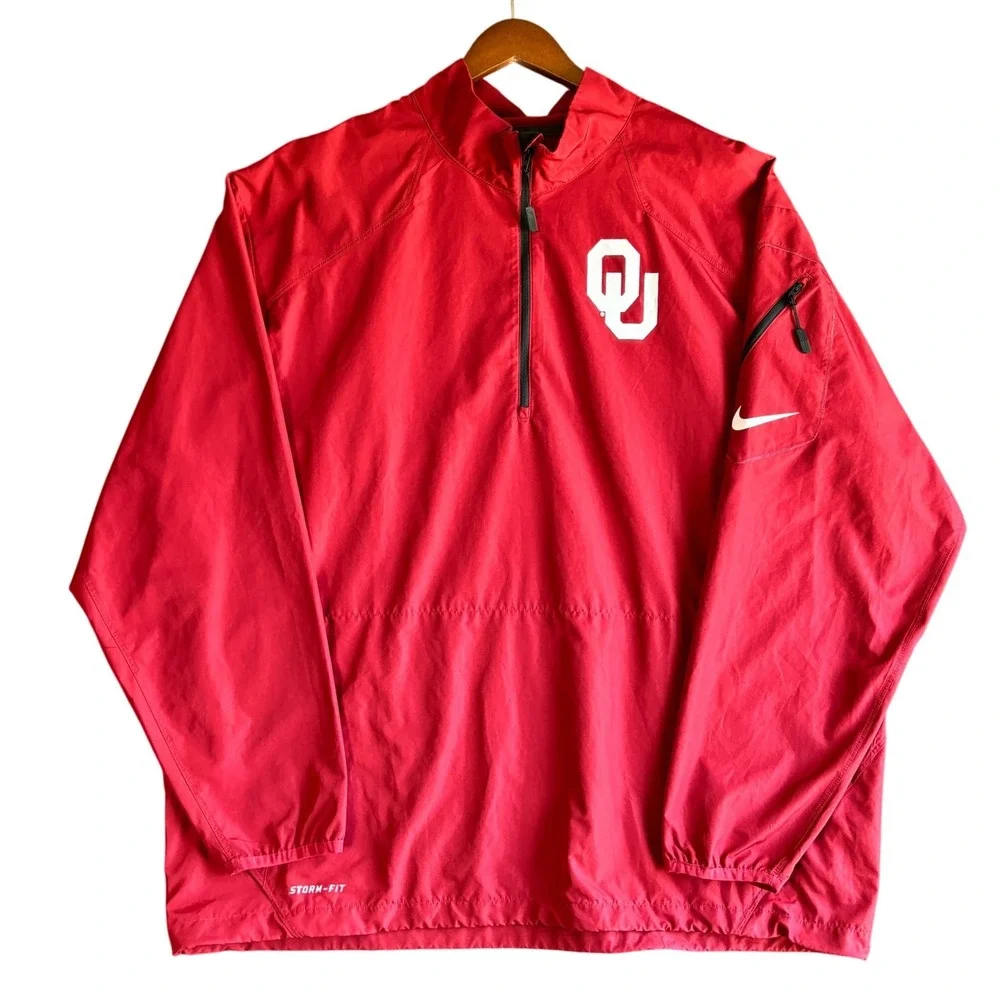Nike Mens Polyester Pullover Quarter Zip Storm-Fit Oklahoma Sooners 2XL Red